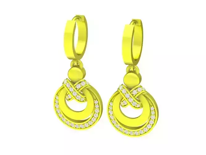 A6744 Luxury Korean Style Diamond Drop Hoop Earrings