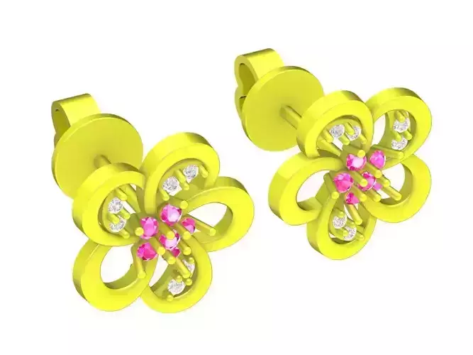 A6759 Beautiful Diamond Flower Stud Earrings