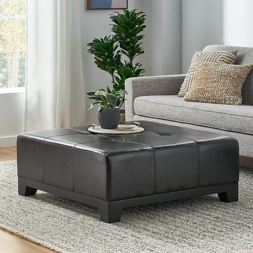 Afsheen Leather Tufted Cocktail Ottoman 3D model