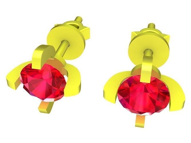 5886 kute diamond fashion stud earrings 3D print model