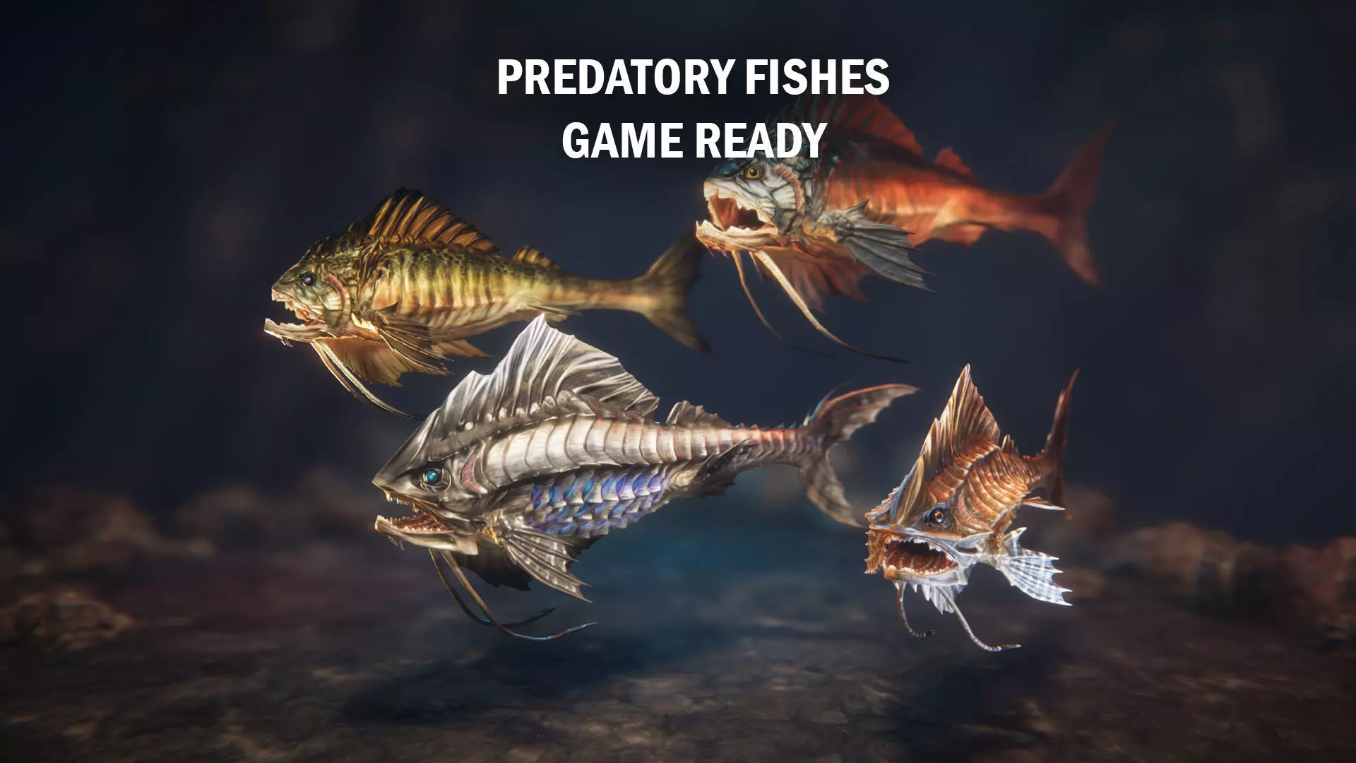 Predatory fishes Low-poly 3D model
