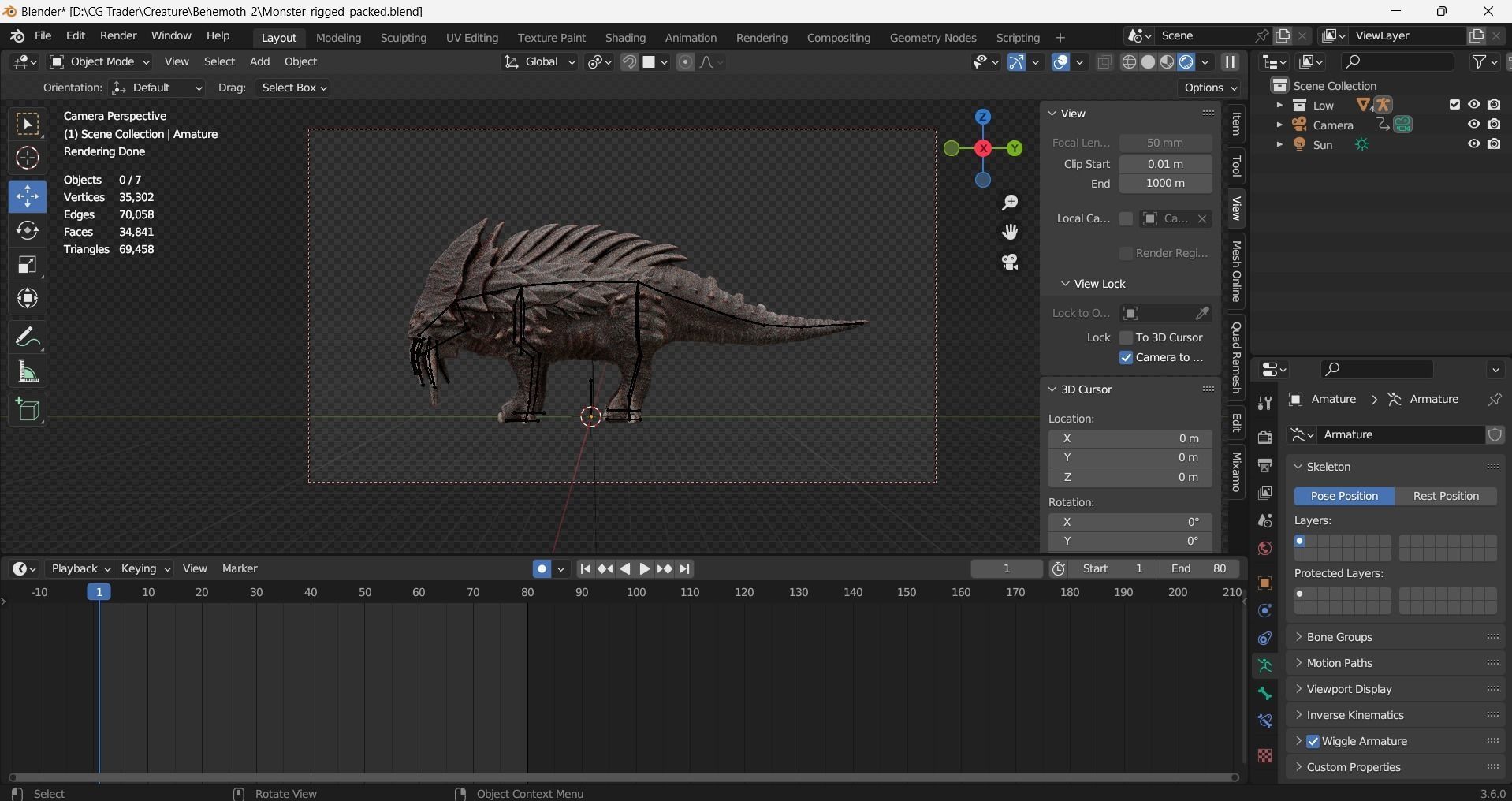 Behemoth Alien Creature Low-poly 3D model_13