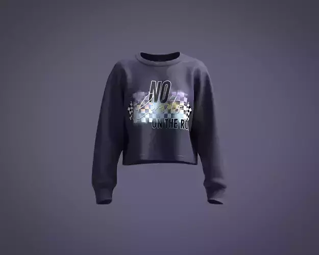 Girls raglan sleeve crop sweatshirt with race graphic