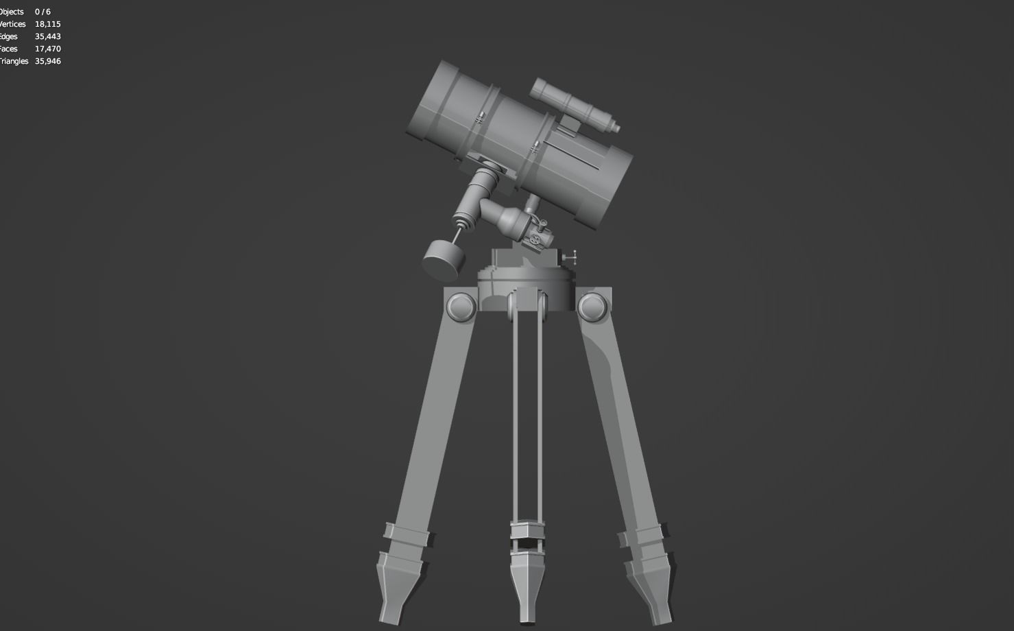 Astronomical Telescope - 3 - Untextured 3D model_7