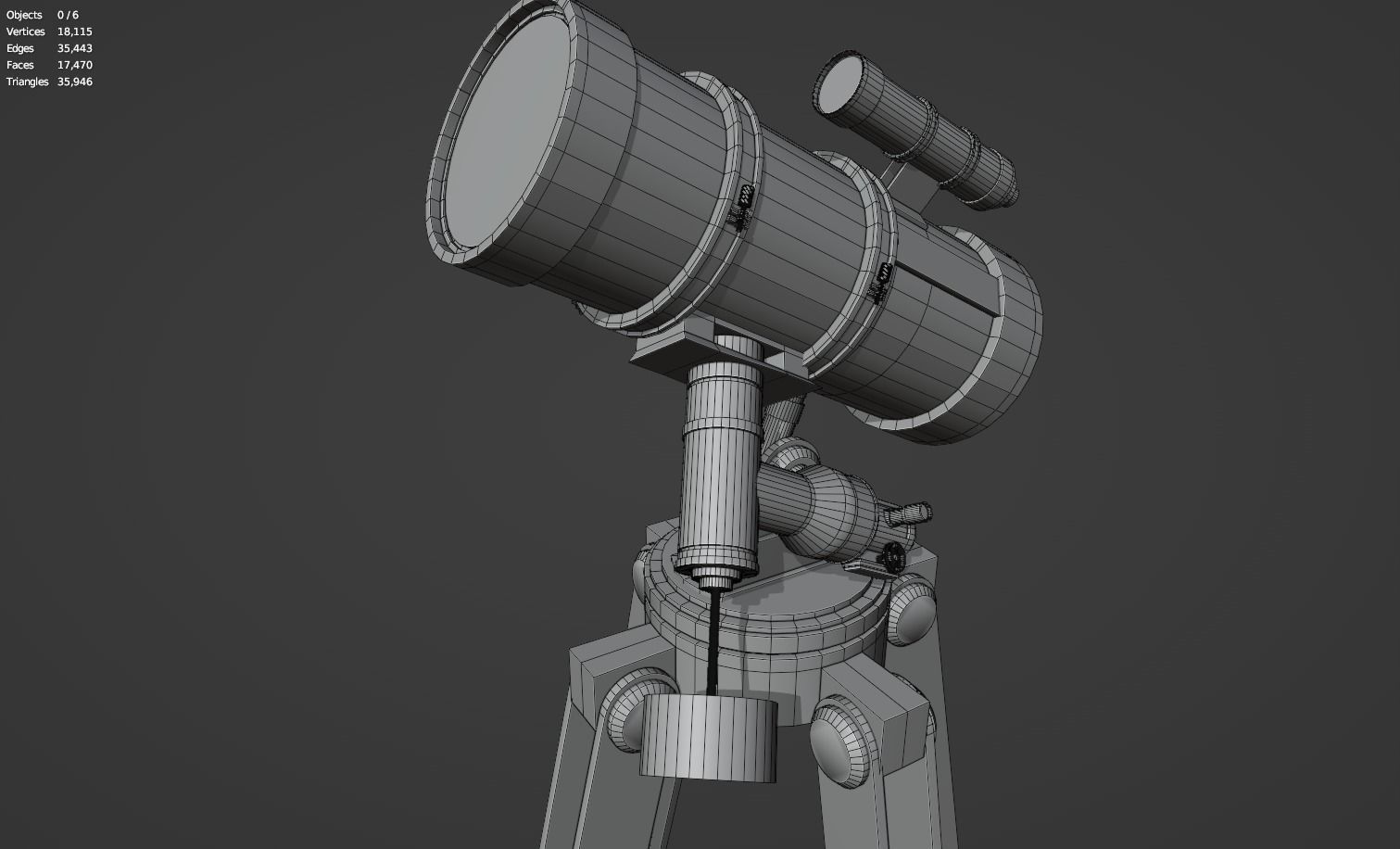 Astronomical Telescope - 3 - Untextured 3D model_17