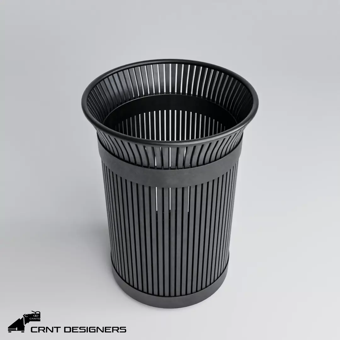 Steel Waste Bin Low-poly 3D model
