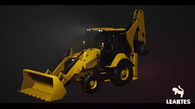Driveable Animated Excavator Dozer with Material Variations Low-poly 3D model