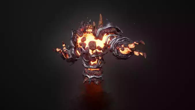 Hell Golem Warrior Low-poly game engine ready 3D model Low-poly 3D model
