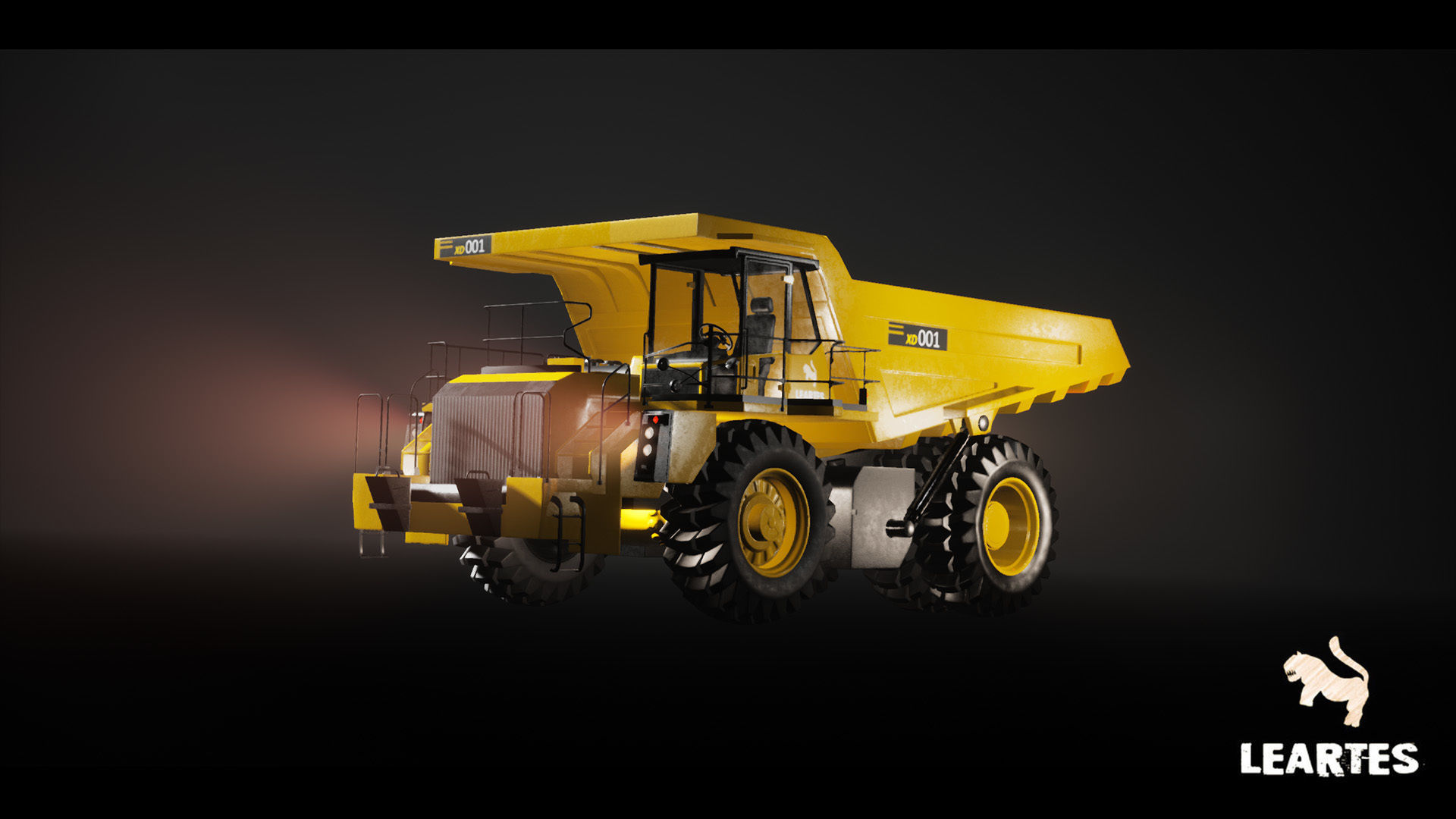 Driveable Animated Construction Truck Low-poly 3D model_17