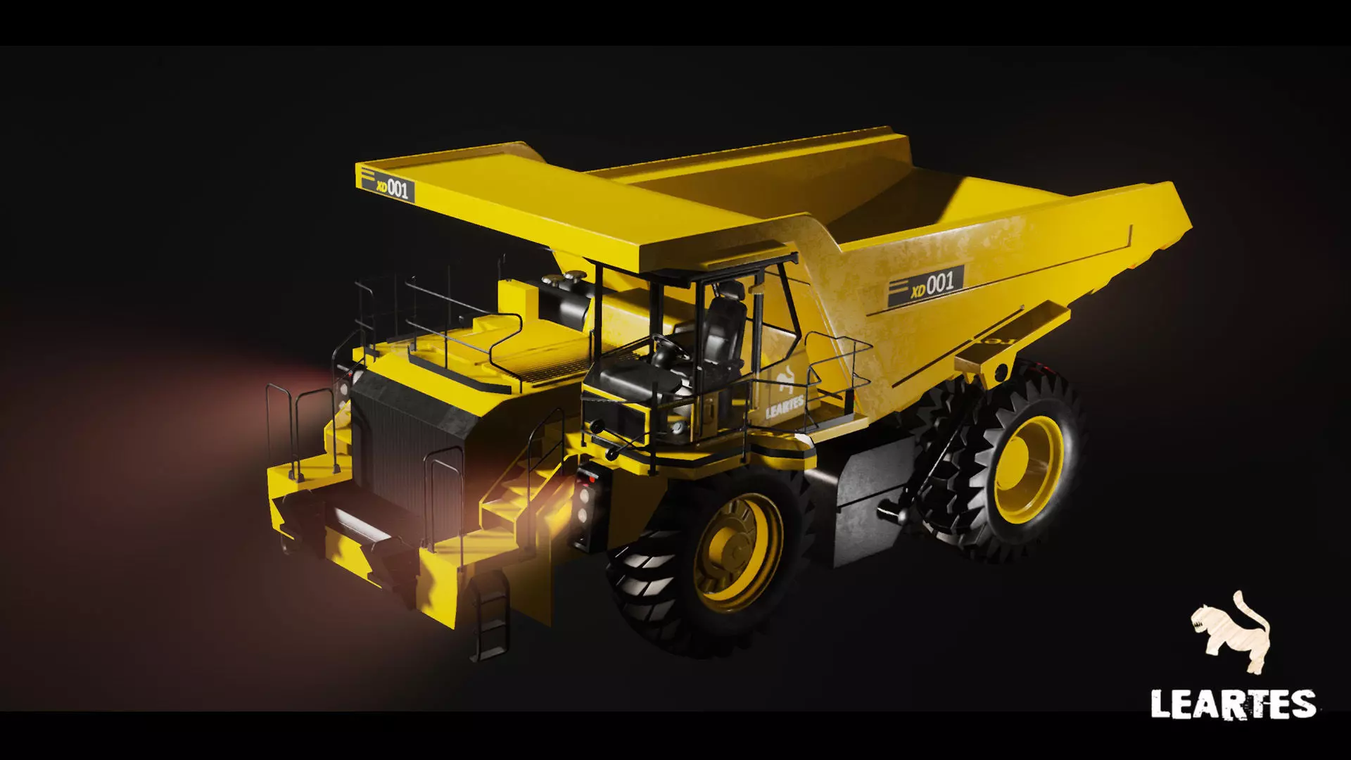 Driveable Animated Construction Truck Low-poly 3D model_0