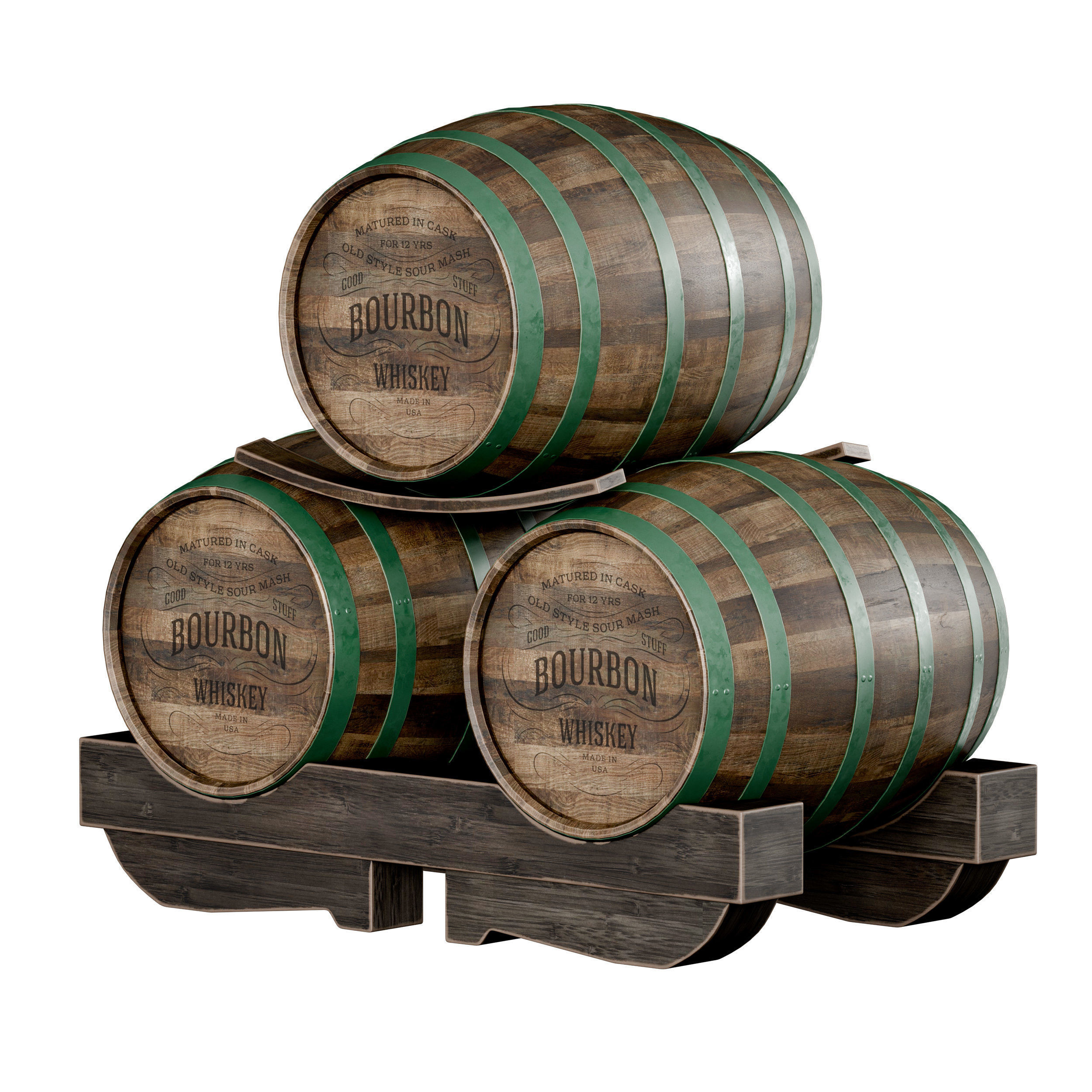 Wooden barrels 3D model_7