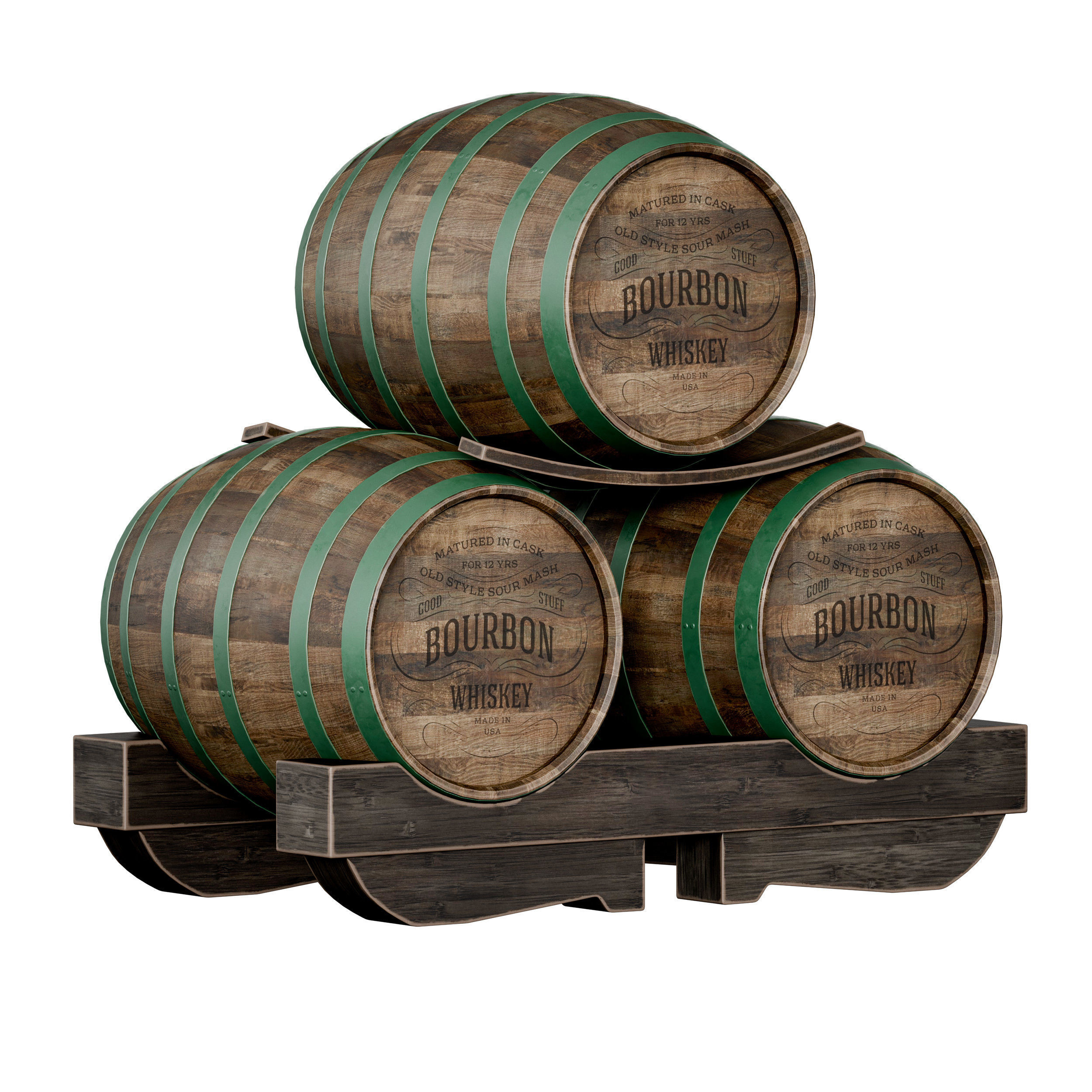 Wooden barrels 3D model_1