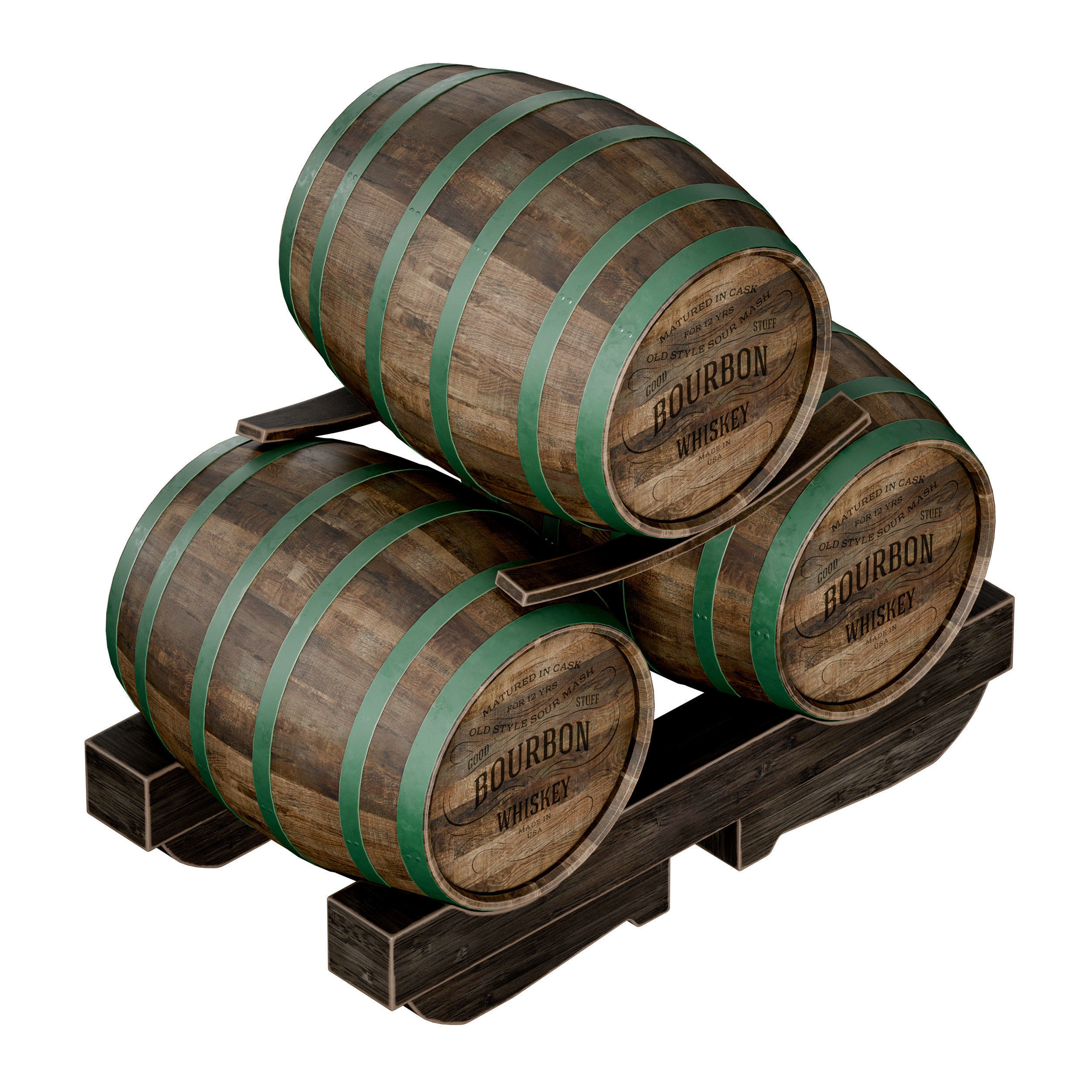 Wooden barrels 3D model_3