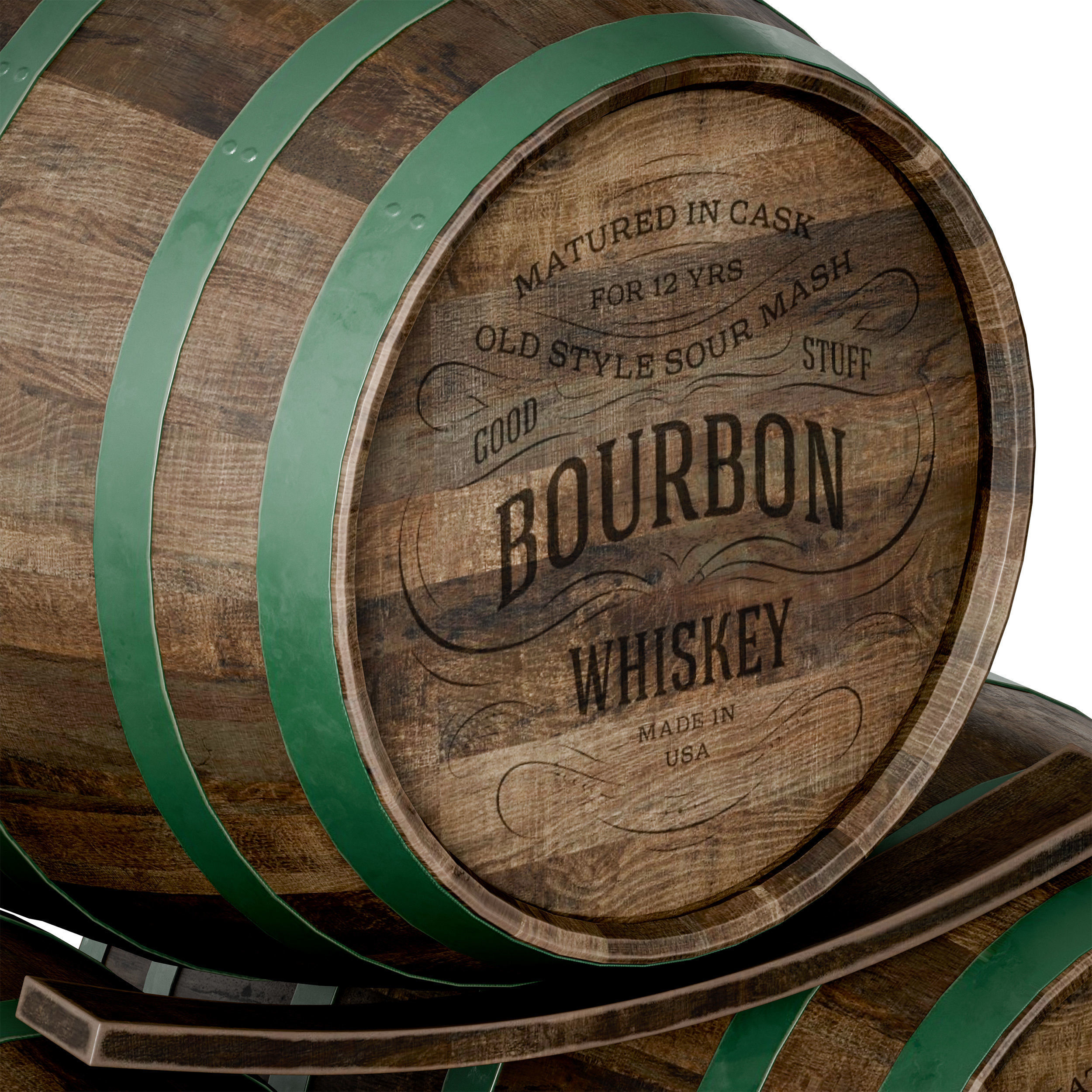 Wooden barrels 3D model_8