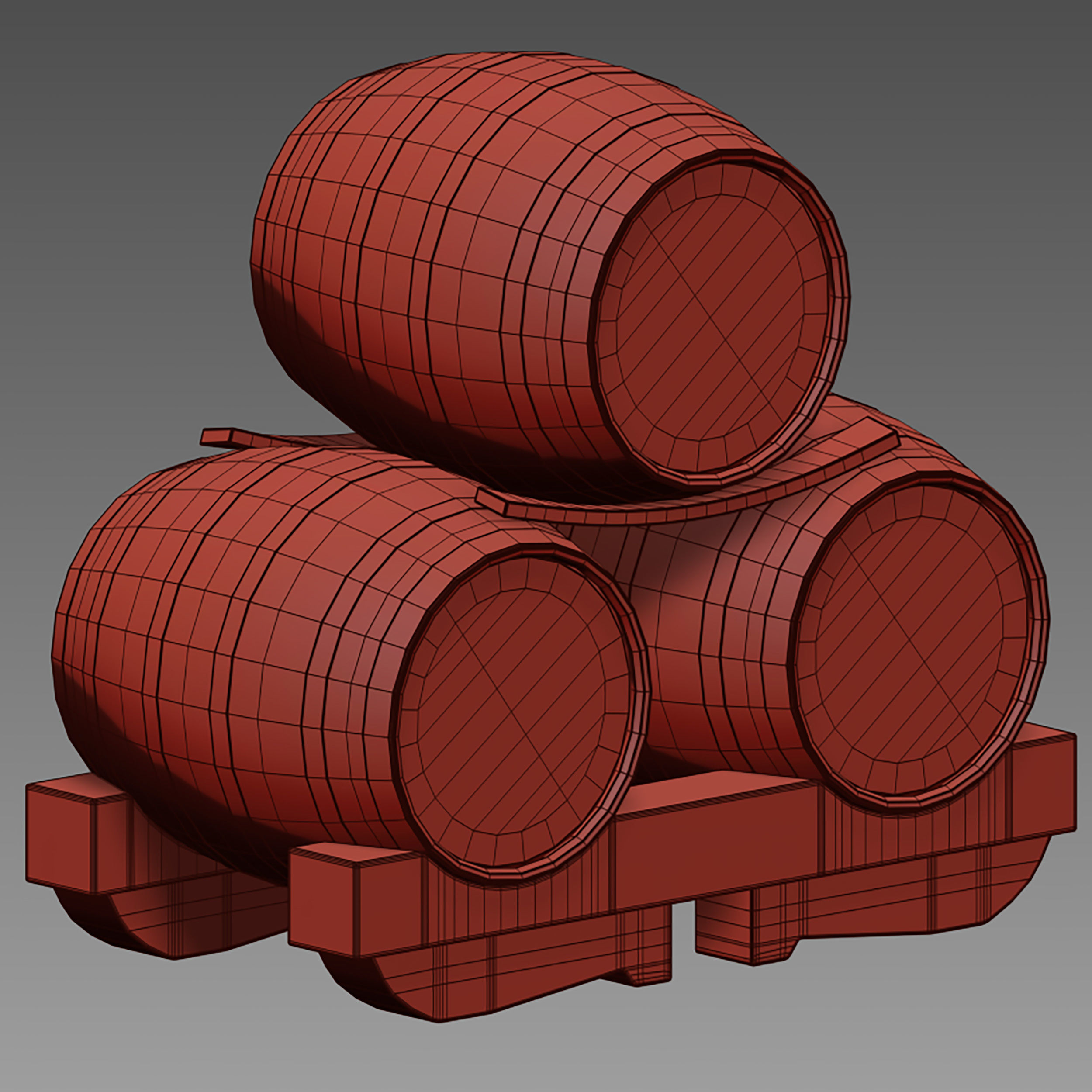 Wooden barrels 3D model_12