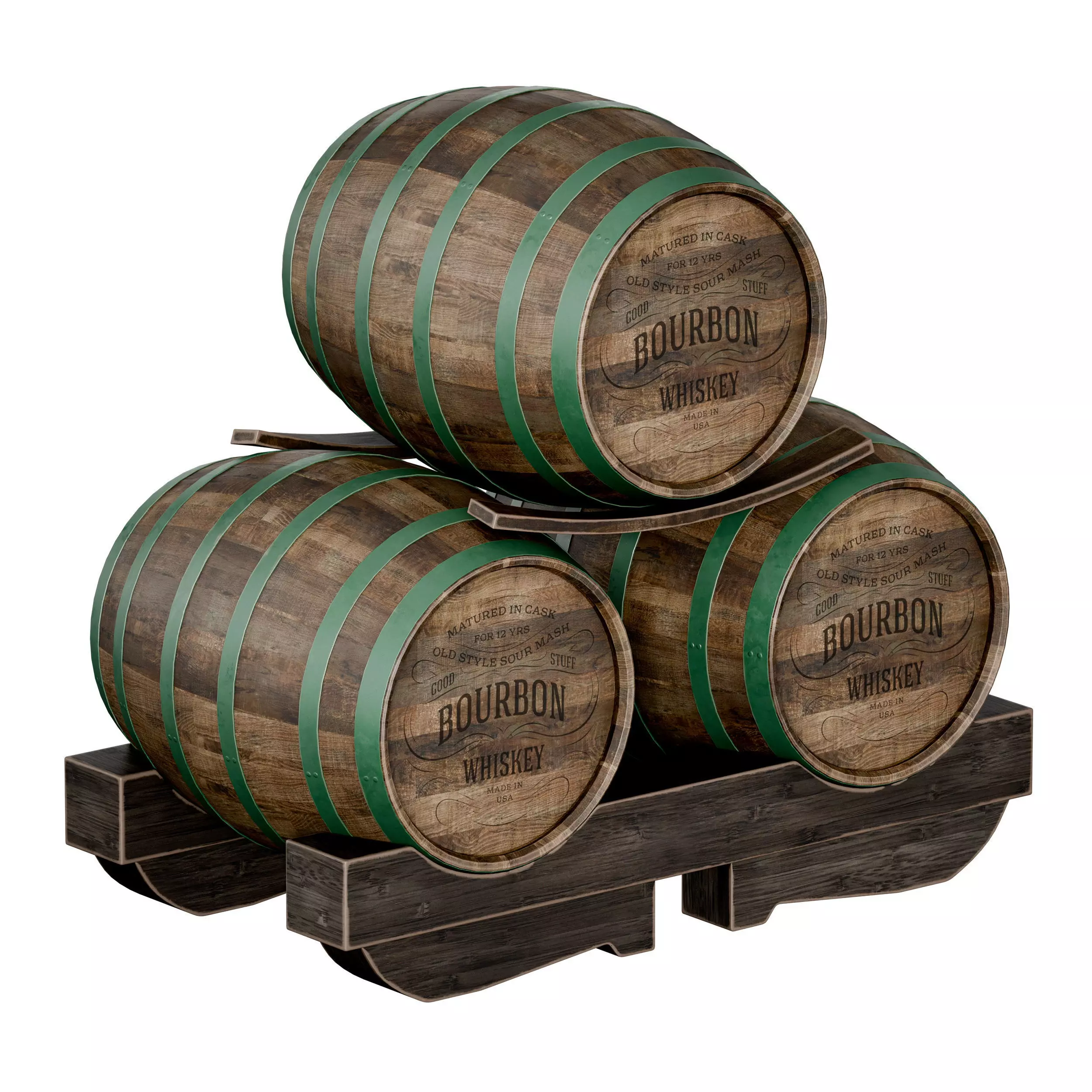 Wooden barrels 3D model_0