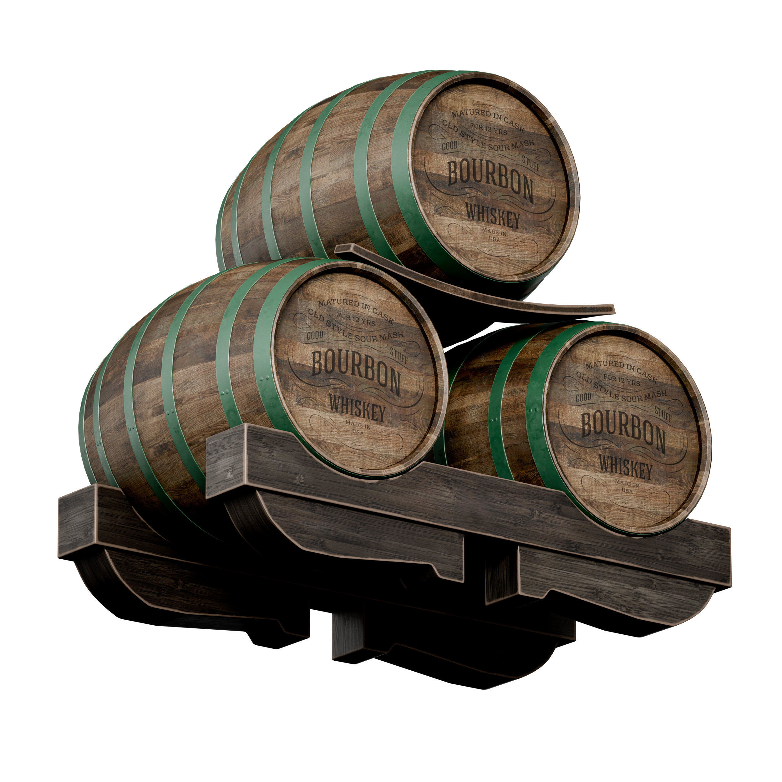 Wooden barrels 3D model_2