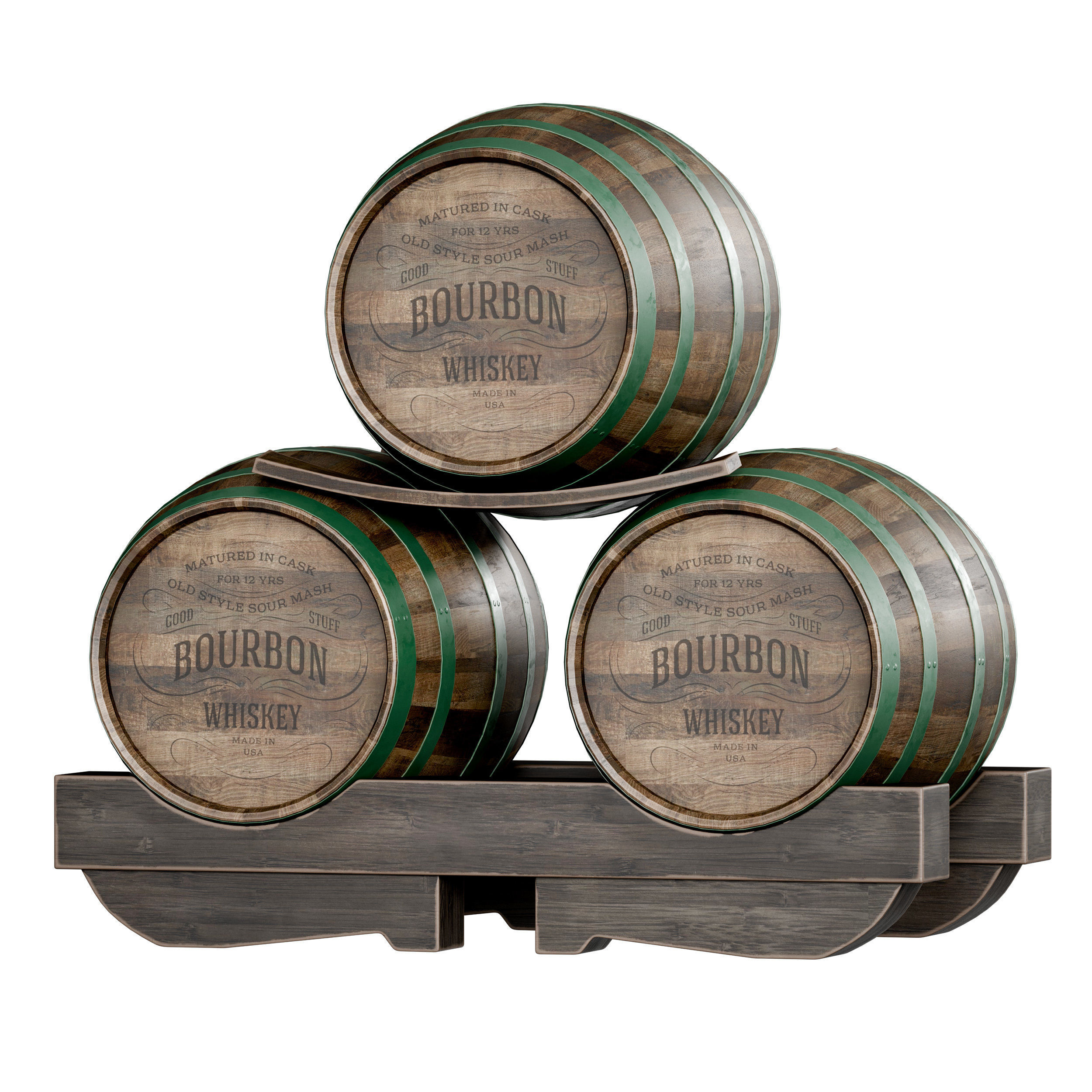 Wooden barrels 3D model_6