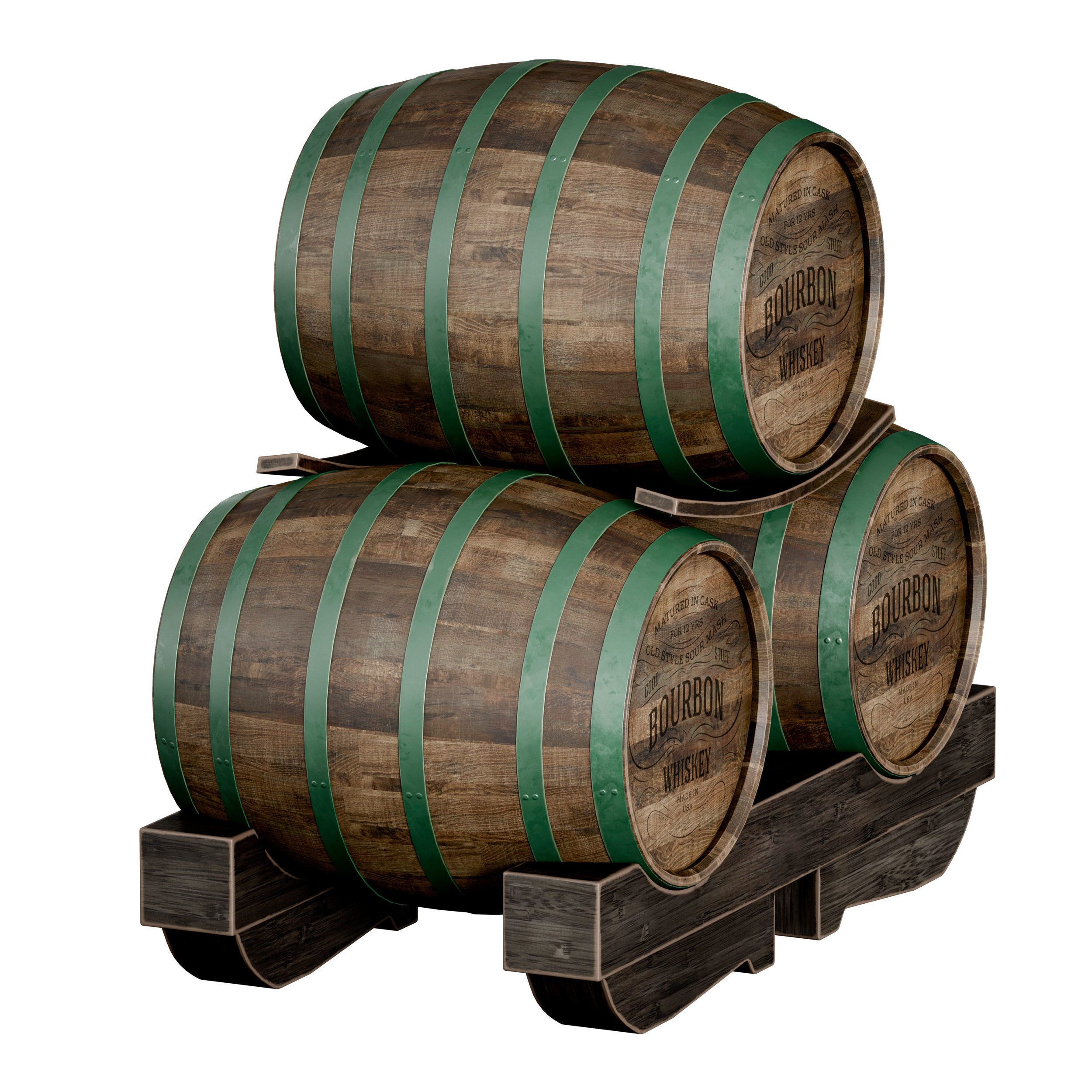 Wooden barrels 3D model_4