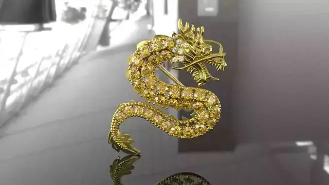 pendant brooches pins dragon 3D print model