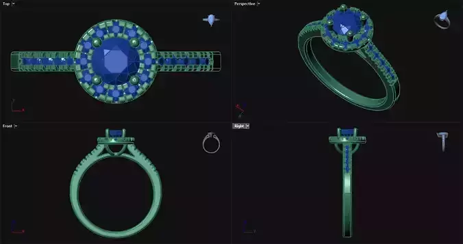 4 Prong Halo Engagement Ring 