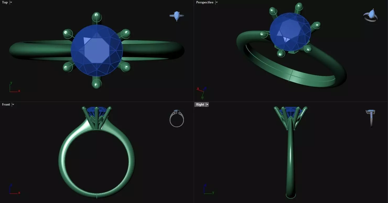 6 Prong Reverse Tapered Engagement Ring 3D print model