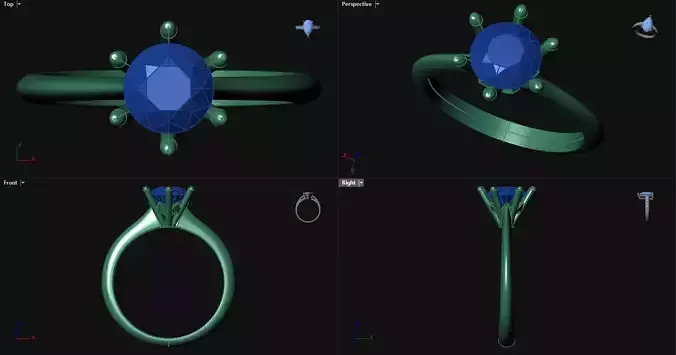 6 Prong Reverse Tapered Engagement Ring 