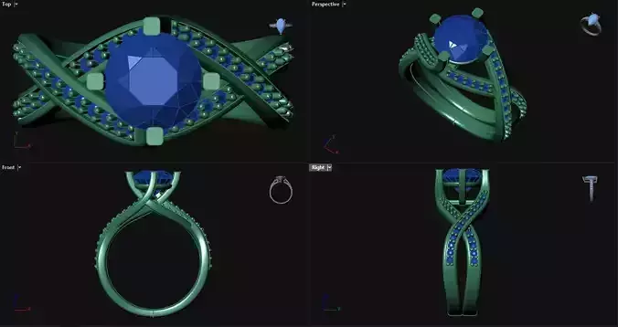 Entwined Engagement Ring with sidestones 