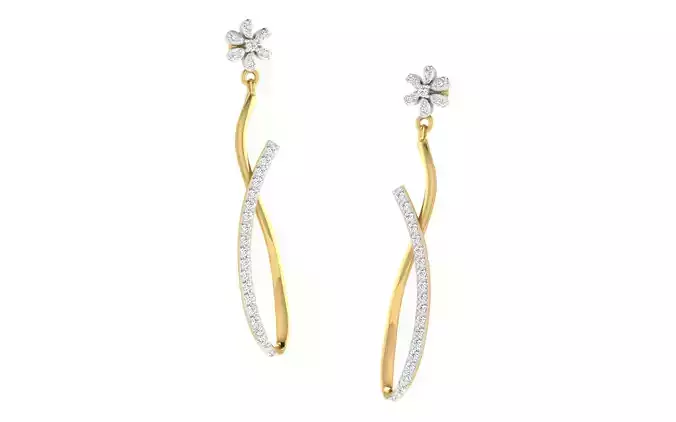 Light Weight Gold Diamond Earring  -earr16