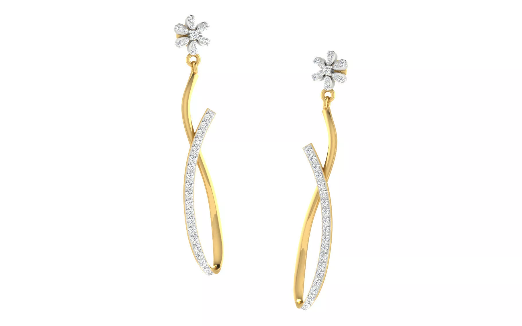 Light Weight Gold Diamond Earring -earr16 3D print model