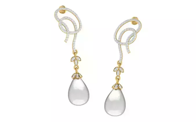 Light Weight Gold Diamond Earring  -earr18
