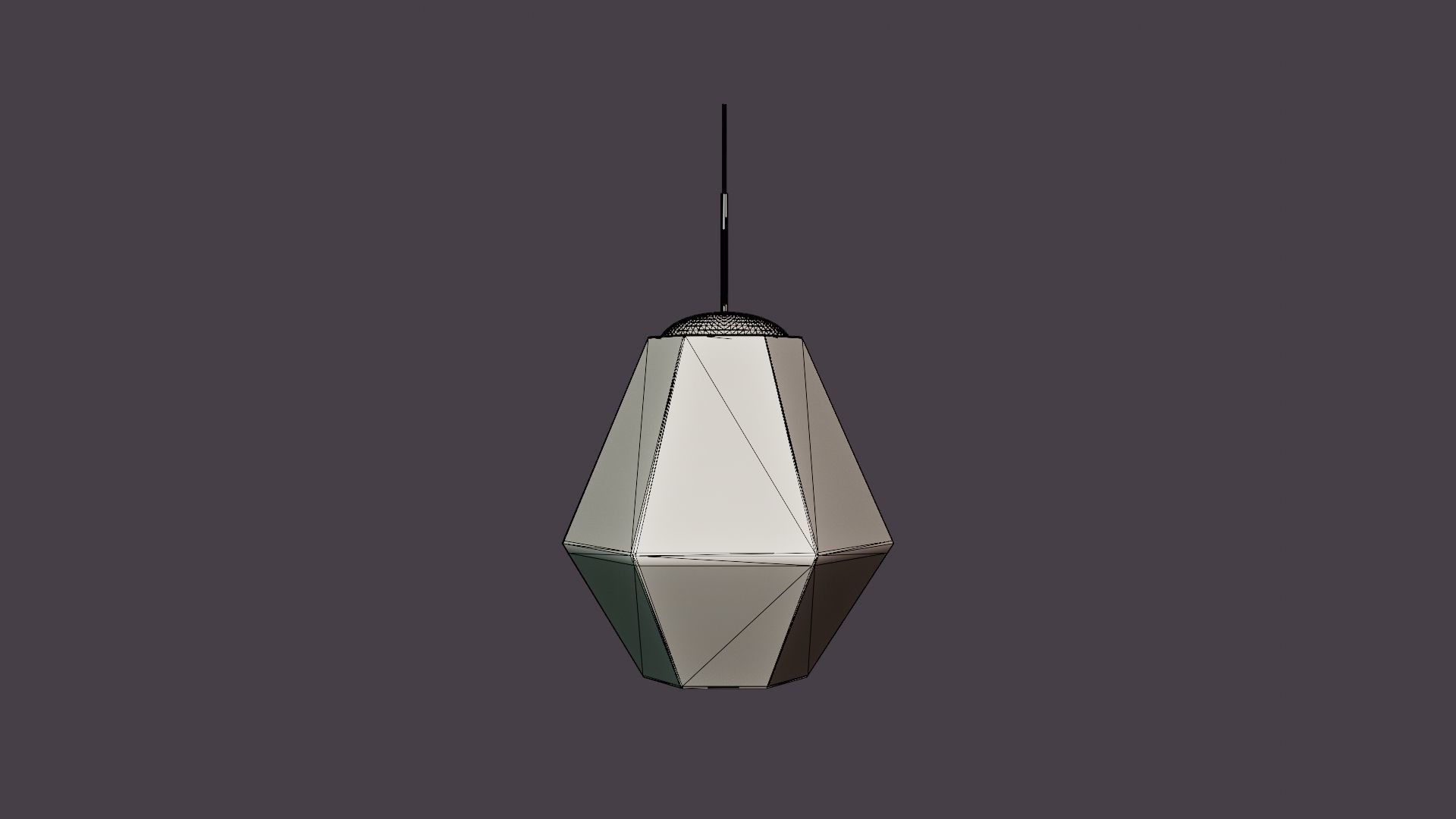 Cut Tall Chrome Ceiling Lamp Low-poly 3D model_6