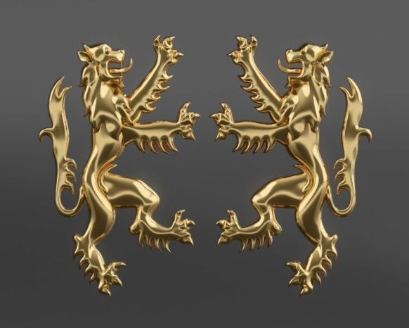 Rampant lion motif 3D print model_1