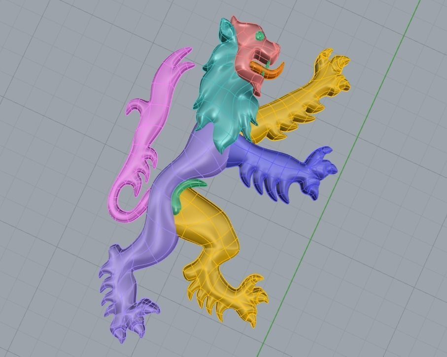 Rampant lion motif 3D print model_6