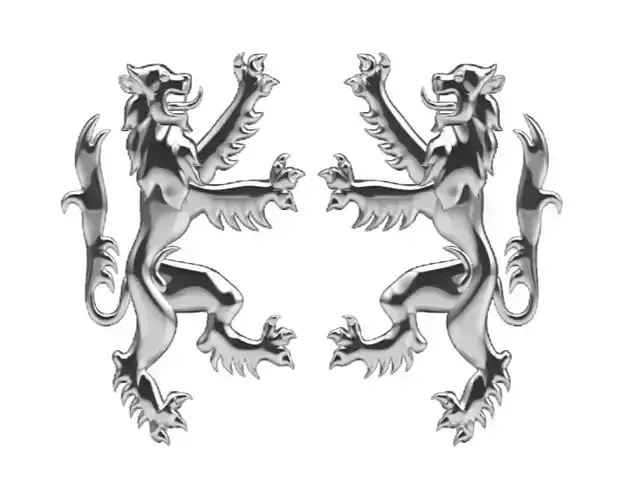 Rampant lion motif 3D print model