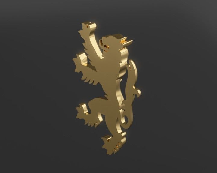 Rampant lion motif 3D print model_3