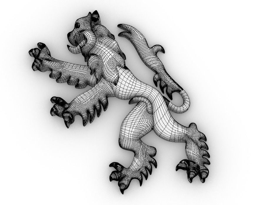 Rampant lion motif 3D print model_5