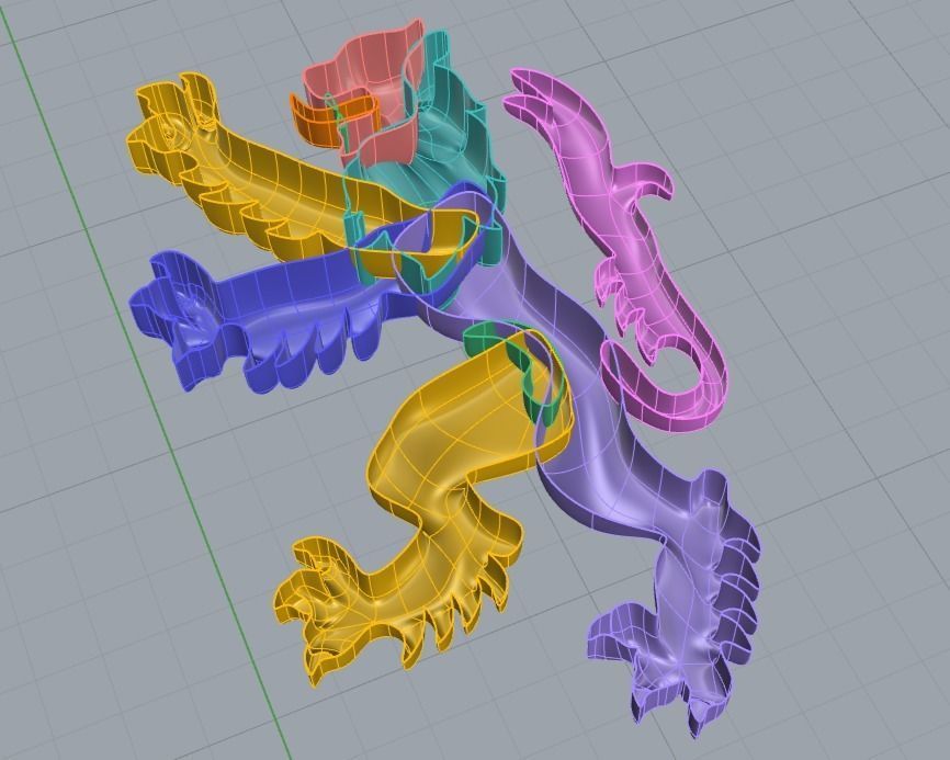Rampant lion motif 3D print model_7