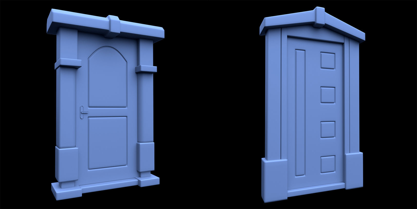 60 Stylized Door Base Mesh pack Low-poly 3D model_15