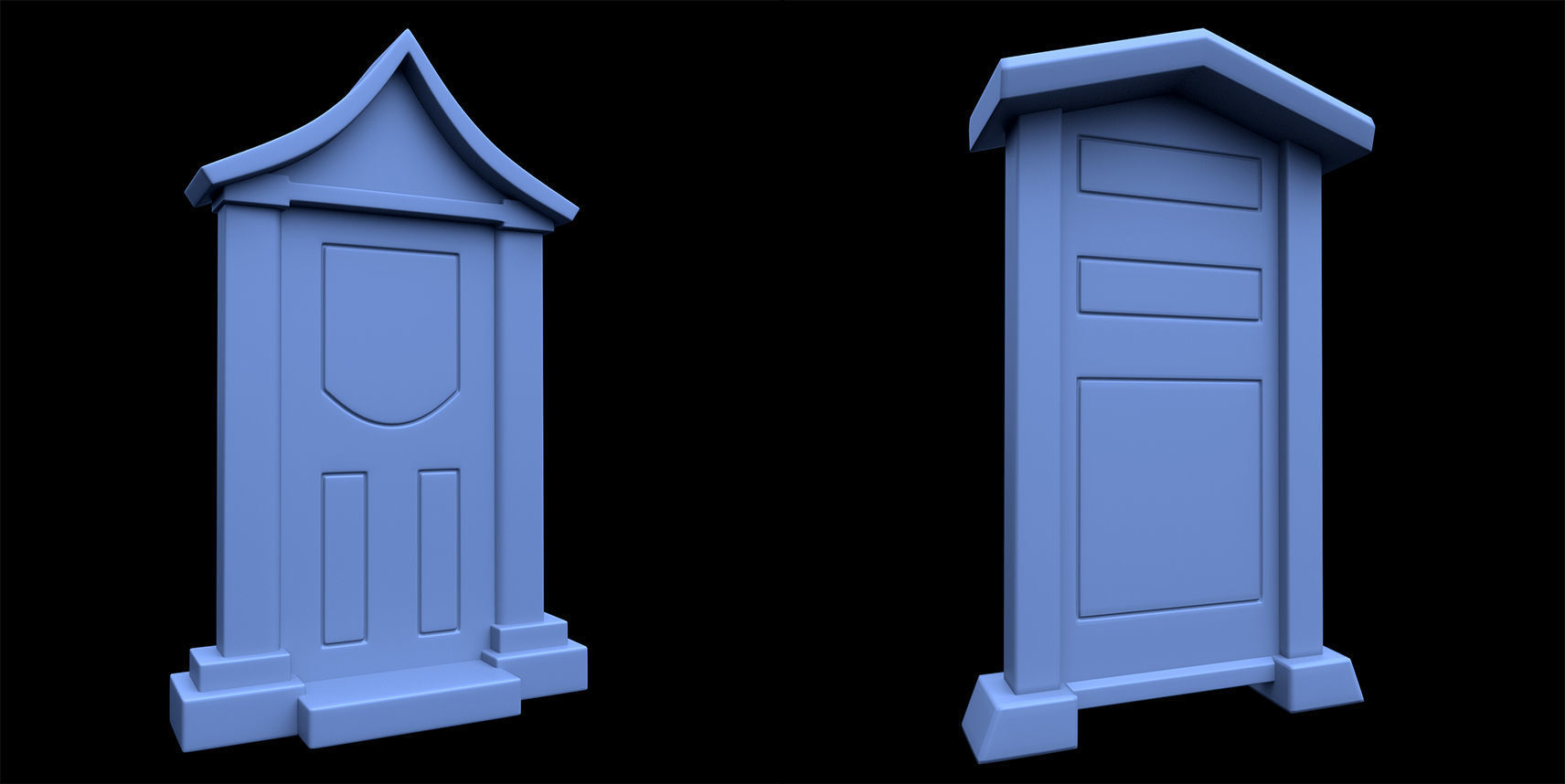 60 Stylized Door Base Mesh pack Low-poly 3D model_13