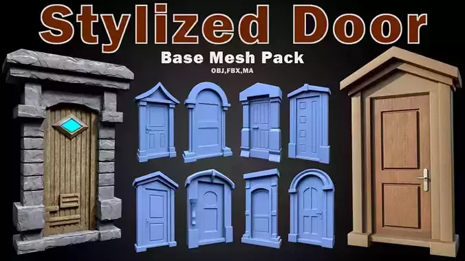 60 Stylized Door Base Mesh pack