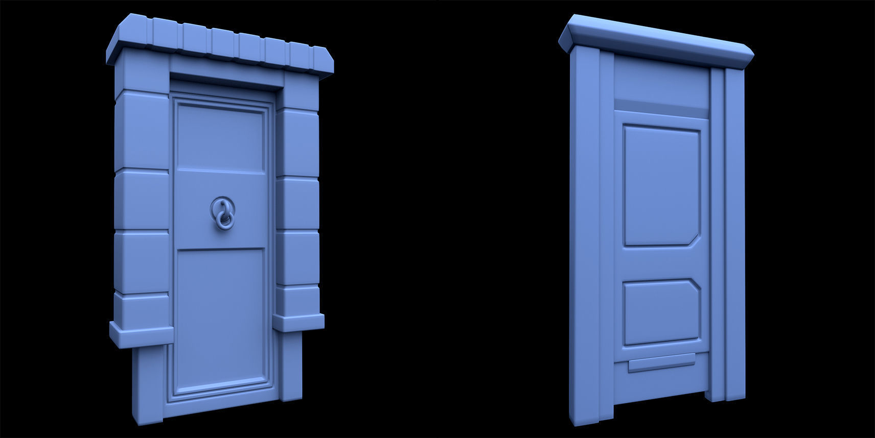 60 Stylized Door Base Mesh pack Low-poly 3D model_16