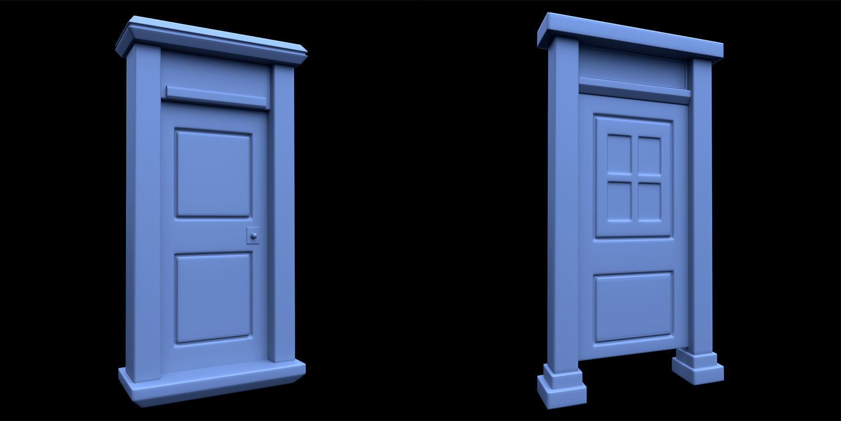 60 Stylized Door Base Mesh pack Low-poly 3D model_18