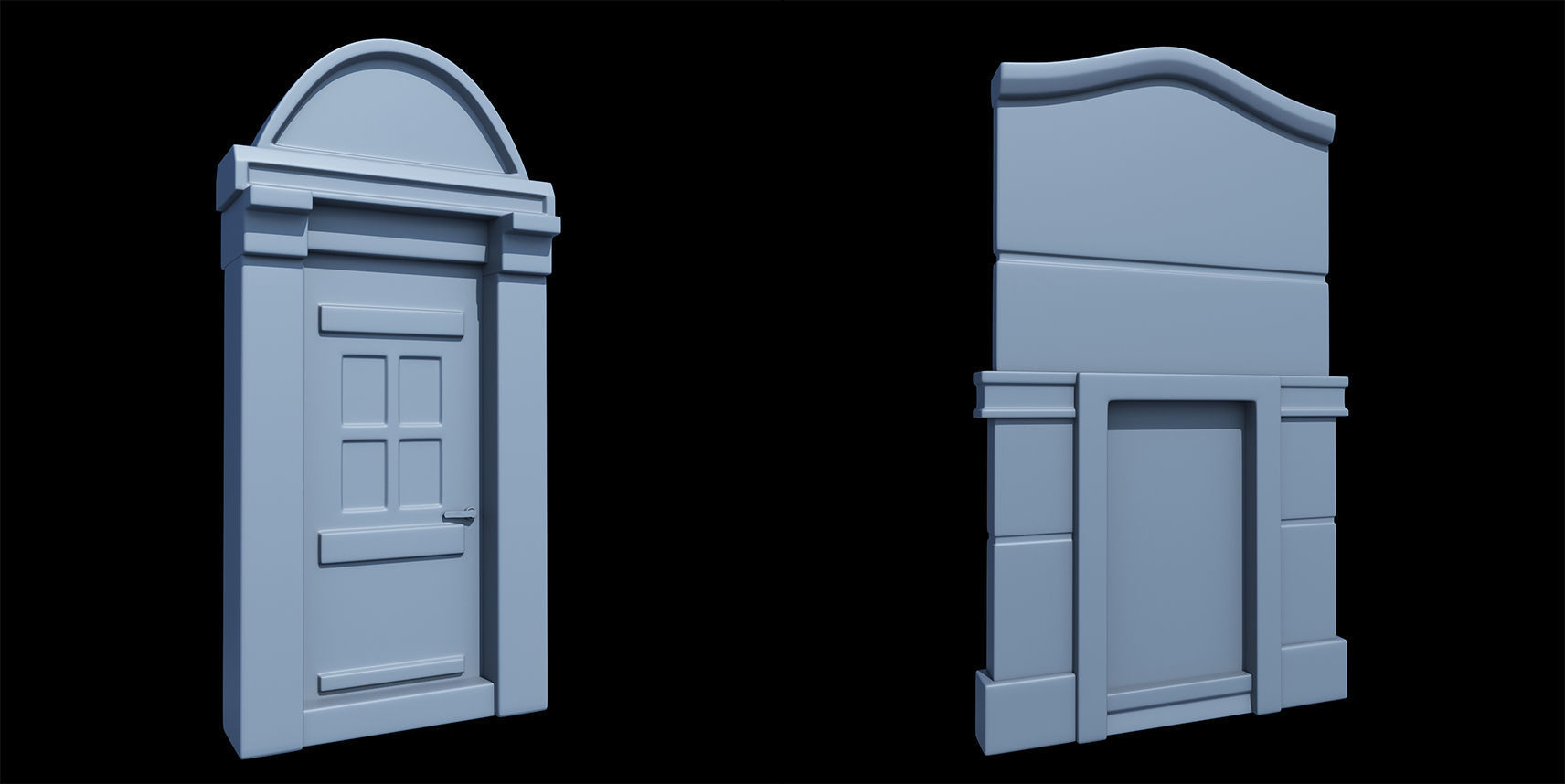 60 Stylized Door Base Mesh pack Low-poly 3D model_25
