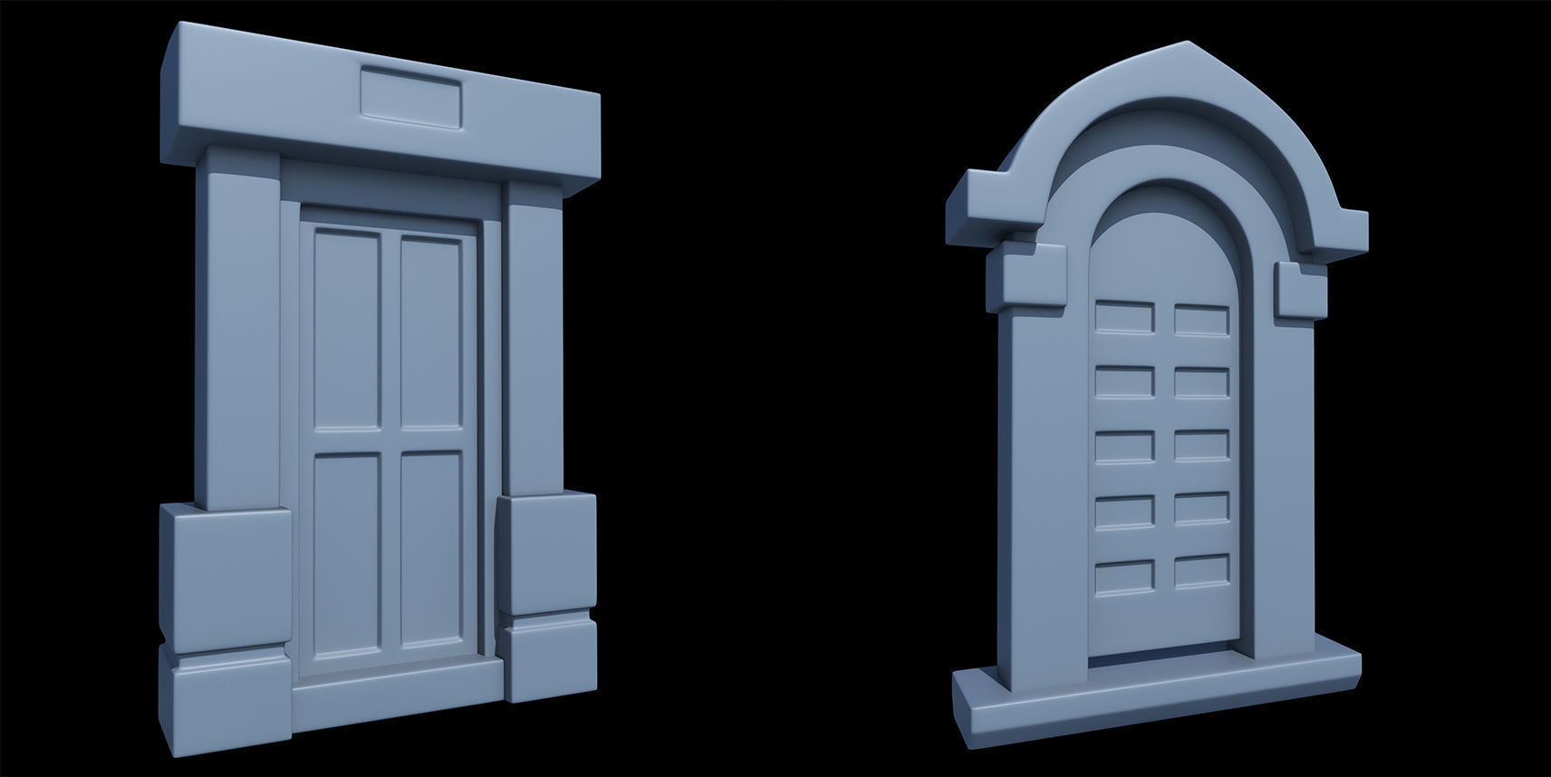 60 Stylized Door Base Mesh pack Low-poly 3D model_29
