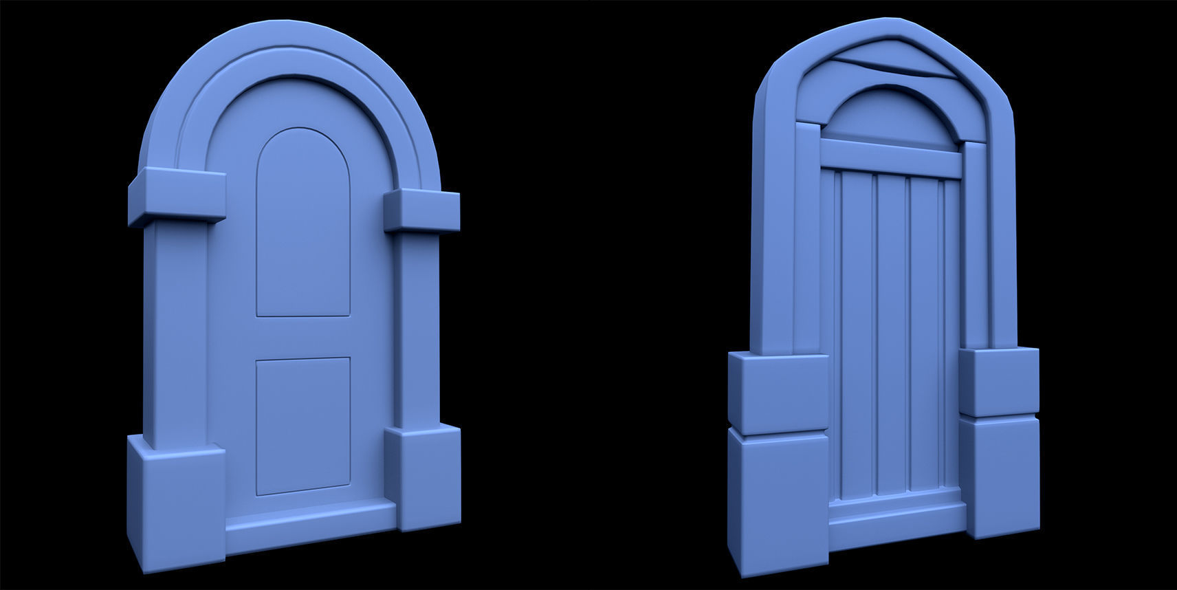 60 Stylized Door Base Mesh pack Low-poly 3D model_7
