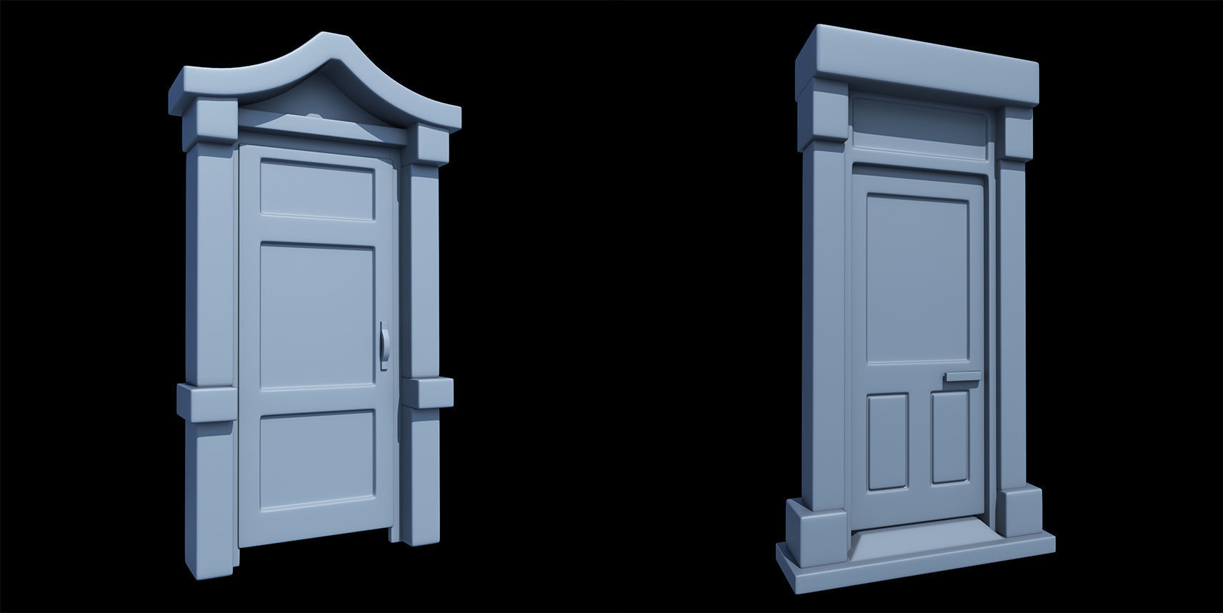 60 Stylized Door Base Mesh pack Low-poly 3D model_20