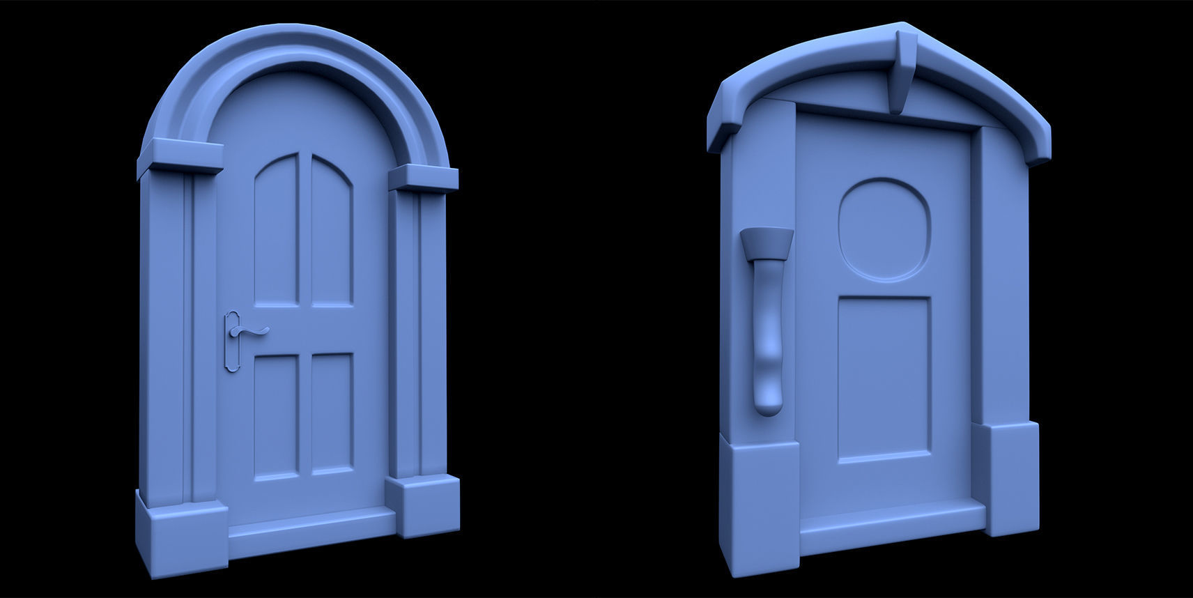 60 Stylized Door Base Mesh pack Low-poly 3D model_6