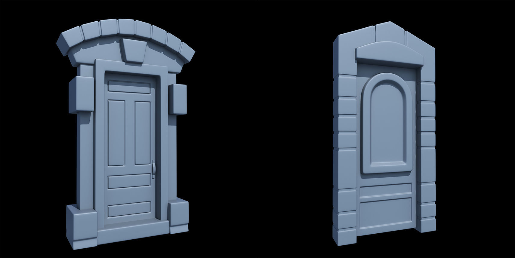 60 Stylized Door Base Mesh pack Low-poly 3D model_23