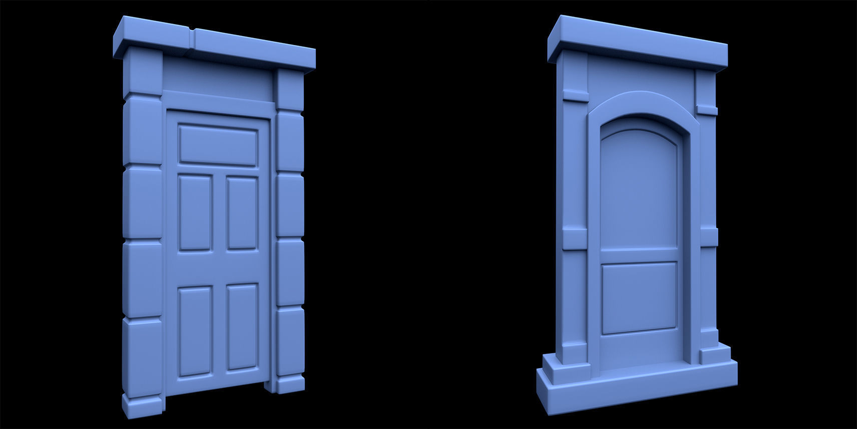 60 Stylized Door Base Mesh pack Low-poly 3D model_19